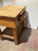 30“ x 22“ x 30“ wooden table faux butcher block
