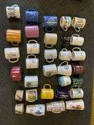 Blue tote of coffee mugs