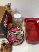 Matchbook collection with candles and holder