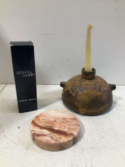 (3) Armani shower gel with ceramic pottery and alabaster base