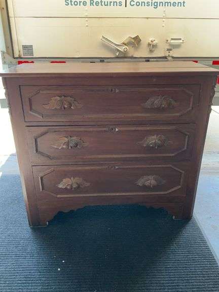 41” x 17” x 35” mahogany three drawer dresser