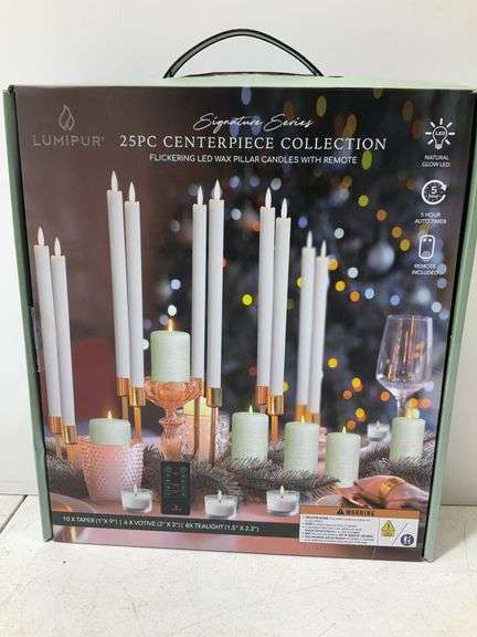25 pc Lumipur flickering LED wax pillar candles with remote