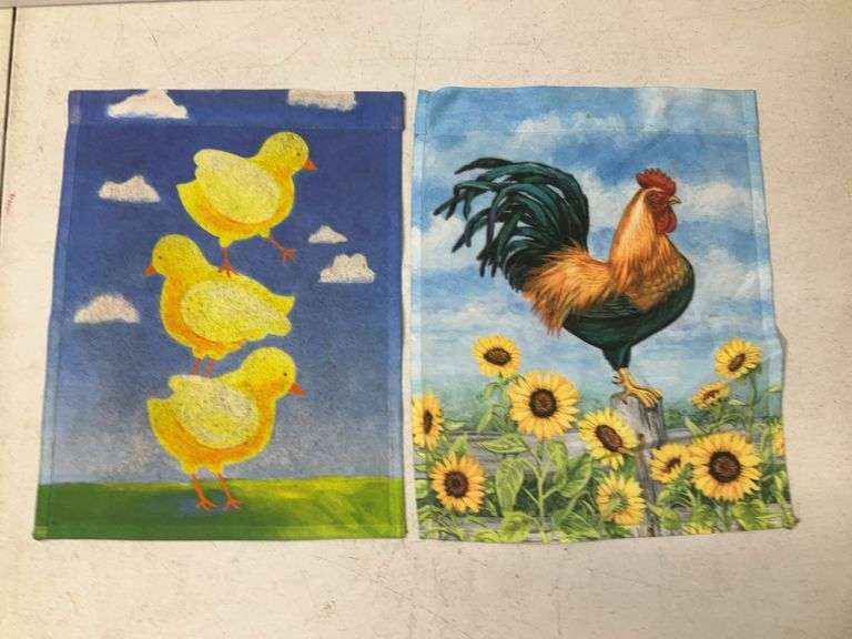 (2) small garden flags