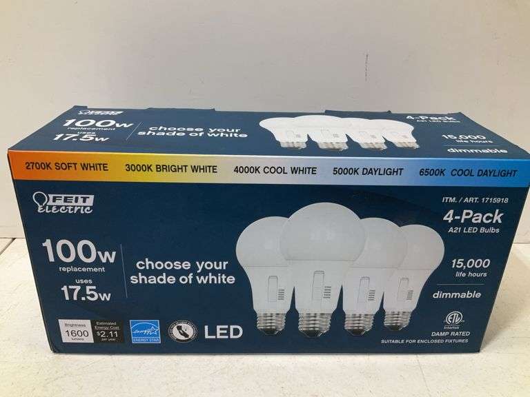 4 pack LED light bulbs 100watt