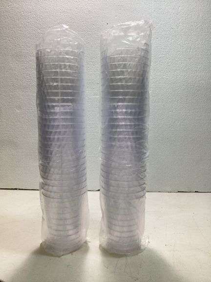 2 stacks of chinet crystal plastic cups