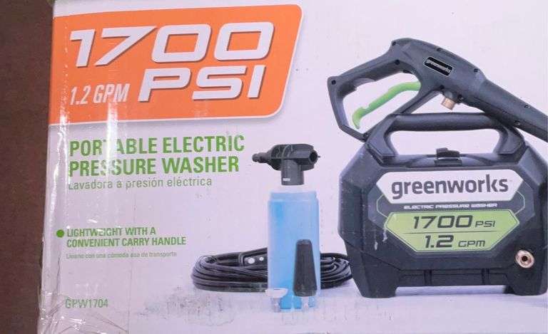 Green works 1700 psi, portable power washer