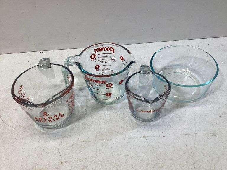 Pyrex & Anchor hocking measuring cups and bowl - Key City Online ...
