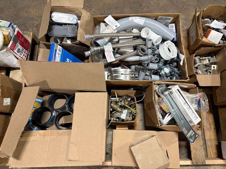Skid of Plumbing and Conduit Fittings