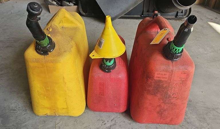 Lot of 2 Gas Cans & 1 Diesel Can