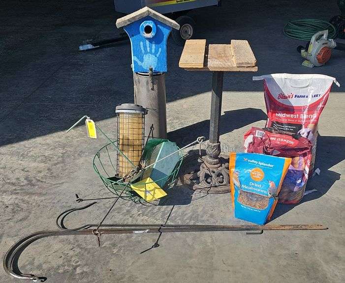 Lot of Bird Feeders, Bird Seed, Stand & related