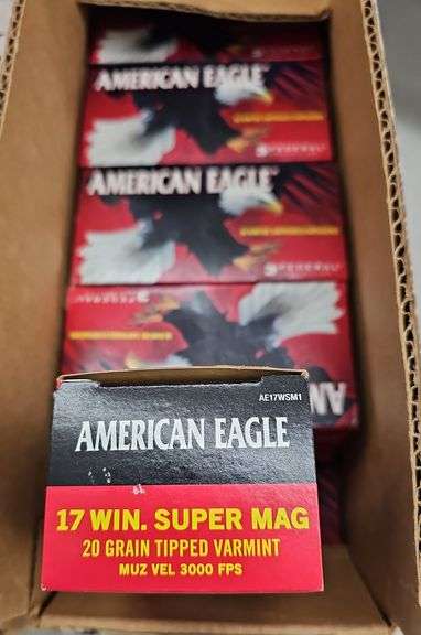 2,000 ct of American Eagle 17 WIN Super Mag Ammo (4 cases)