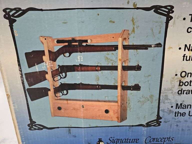 3 piece Oak Gun Rack NIB - Kramer Auction LLC