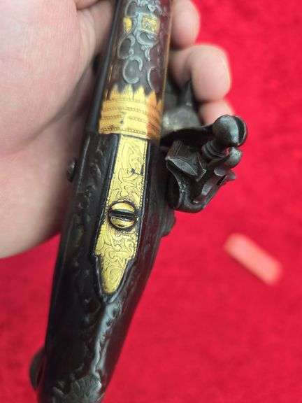 Fancy Gold Inlaid Flintlock Persian Trade Pistol