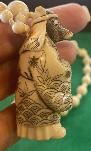 Netsuke Japanese Folklore Figurine with Beads