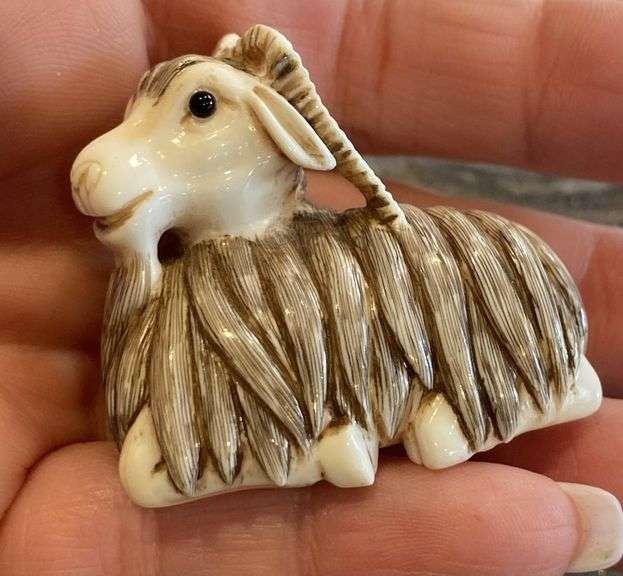 Netsuke Angora Goat Ivory/Bone