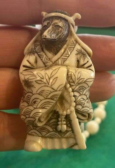 Netsuke Japanese Folklore Figurine with Beads