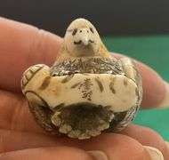 Netsuke Vulture Ivory/Bone with Beads