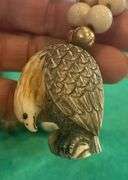Netsuke Vulture Ivory/Bone with Beads