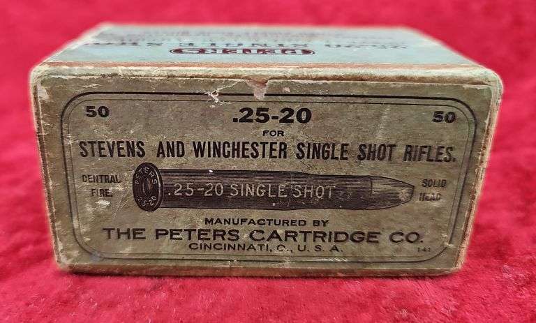 Full/Sealed box of Stevens 25-20 Single Shot Cartridges