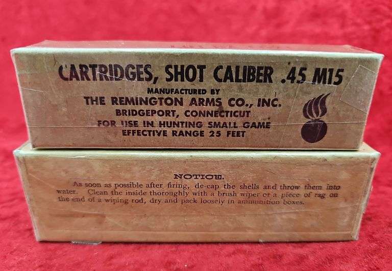 Full/sealed box of 45 cal. Rev. Ammo & 3 rds of 45 Shot Cartridges