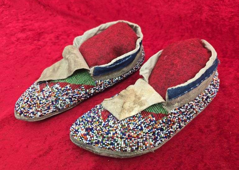 Pair of Beaded Indian Moccasins