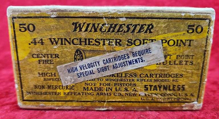 Full box of Winchester 44 Soft Point Bullets
