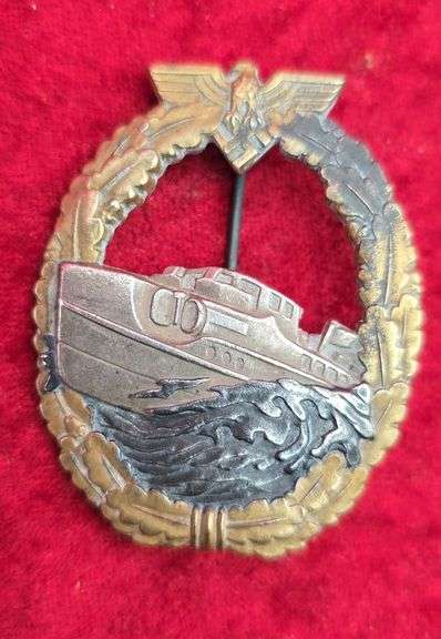 German WWII E Boat Badge & Crimean Campaign Shield