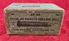 Full/Sealed box of Stevens 25-20 Single Shot Cartridges