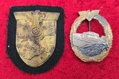 German WWII E Boat Badge & Crimean Campaign Shield