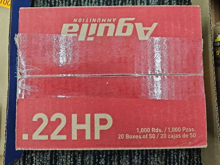 1,000 rds case of Aguila 22 Sub Sonic Ammo - Kramer Auction LLC