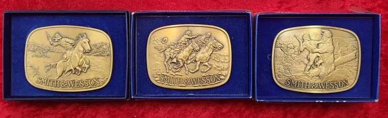 Collection of 3 Smith & Wesson Belt Buckles
