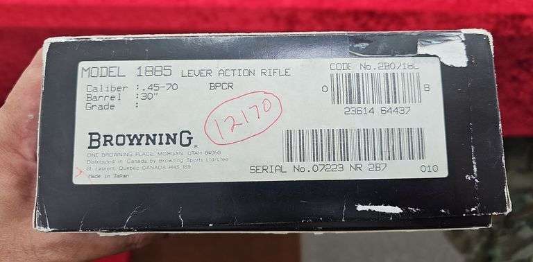 Browning  1885   45-70 BP only  Rifle