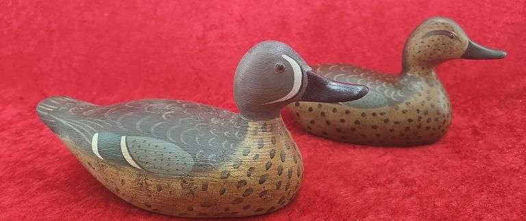 Pair of Mike Borrett Green Winged Teals