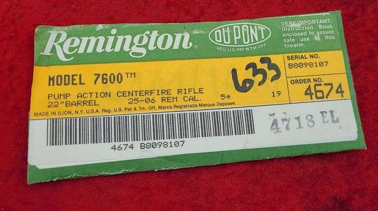 Remington   Model 7600  25-06 cal.   Rifle