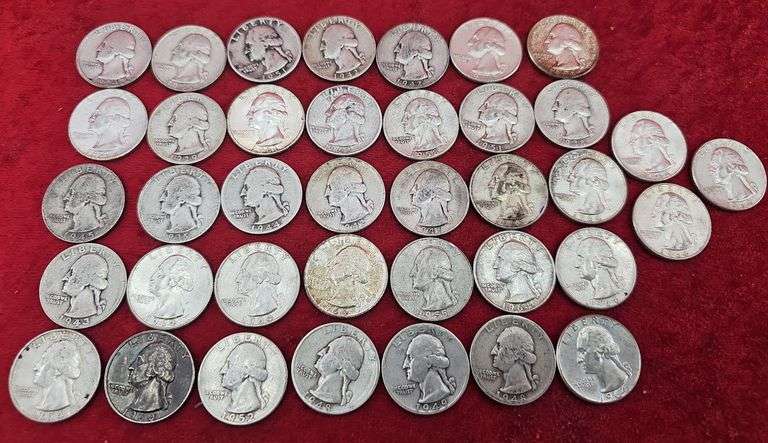 Lot of 38 Silver Washington quarters
