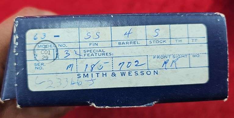 Smith & Wesson   Model 63   22LR  Revolver