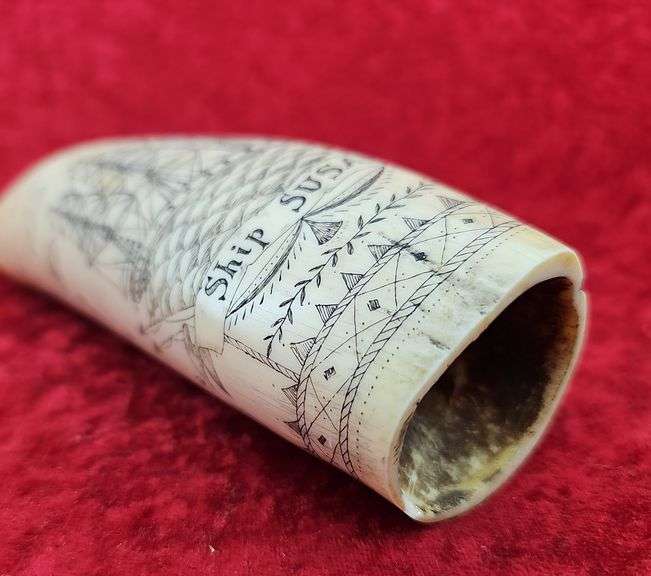 Scrimshawed Faux Ivory Whale Tooth