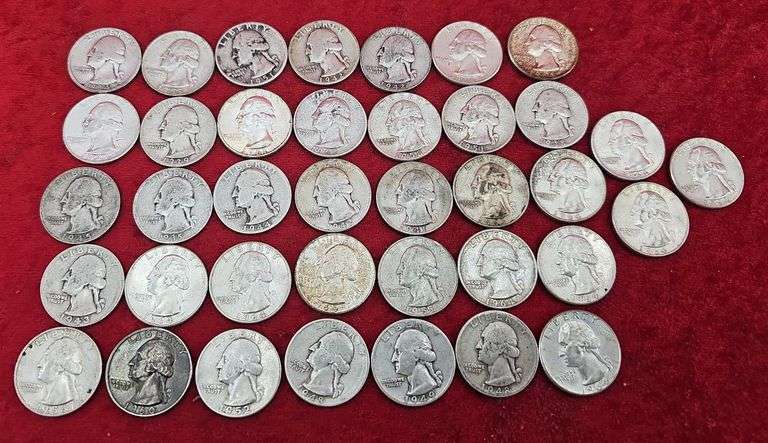 Lot of 38 Silver Washington quarters