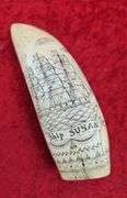 Scrimshawed Faux Ivory Whale Tooth