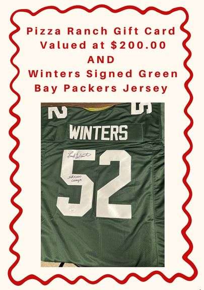 $200 Pizza Ranch Gift Card & Frank Winters Signed Jersey