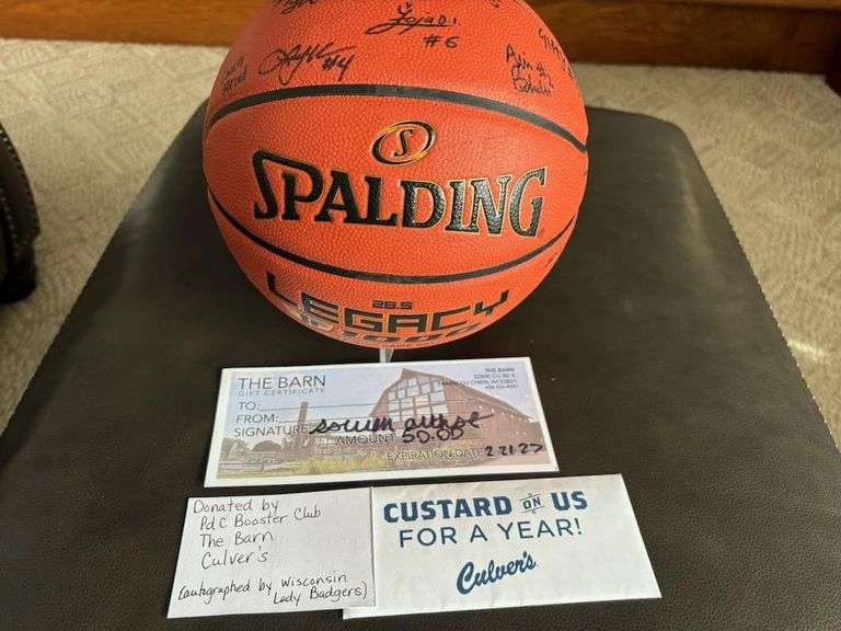 Lady Badgers Autographed Basketball with Culver's Custard for a Year and  Barn Gift Certificate