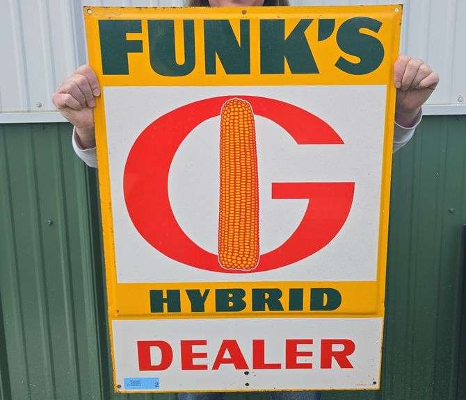 Funk's Hybrid Metal Dealer Sign