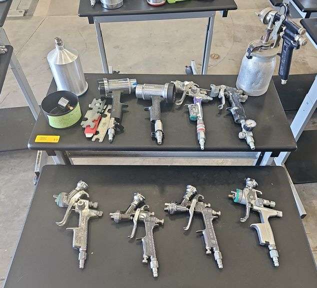 Lot of Paint Guns and Accessories