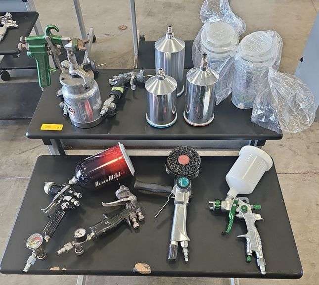 Lot of Paint Guns and Accessories