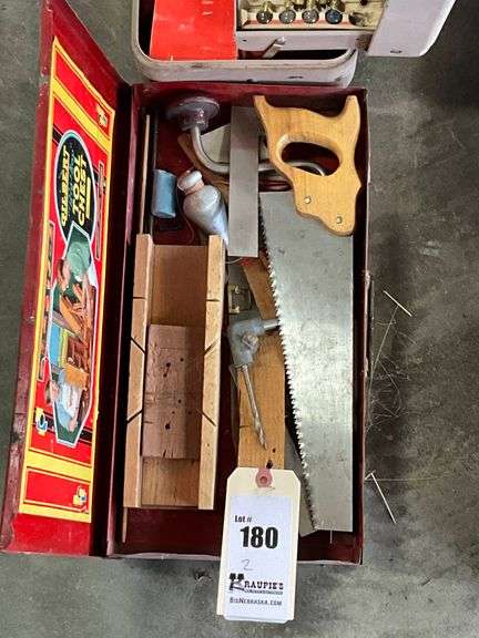 Wood Working Tools, Steel Tool Box with Misc. Tools