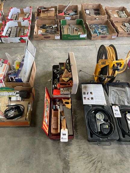 Wood Working Tools, Steel Tool Box with Misc. Tools