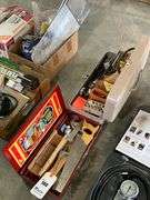 Wood Working Tools, Steel Tool Box with Misc. Tools