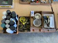 Four boxes , hole saws, paint, magnetic pans