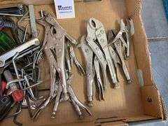 Box of vise grips, Allen wrenches, Torx wrenches