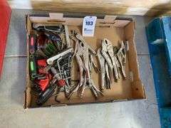 Box of vise grips, Allen wrenches, Torx wrenches
